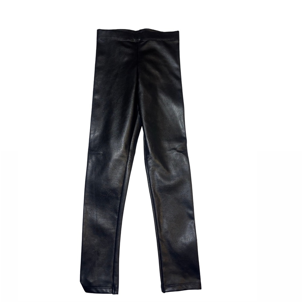 Kids Black Faux Leather Leggings